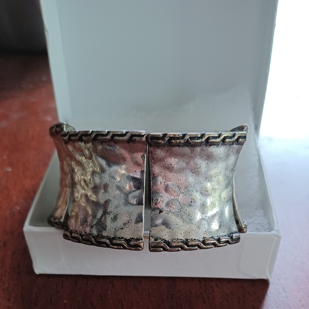Elegant Silver Hammered Cuff Bracelet